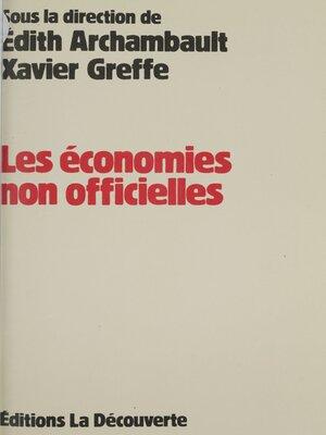 cover image of Les Économies non officielles